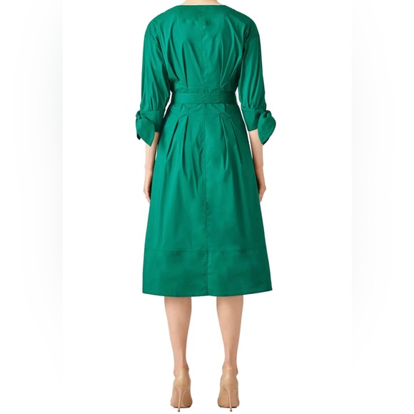 Grey Jason Wu Kelly Emerald Green Midi Button Front Shirt Dress | Size 10 - Picture 3 of 13